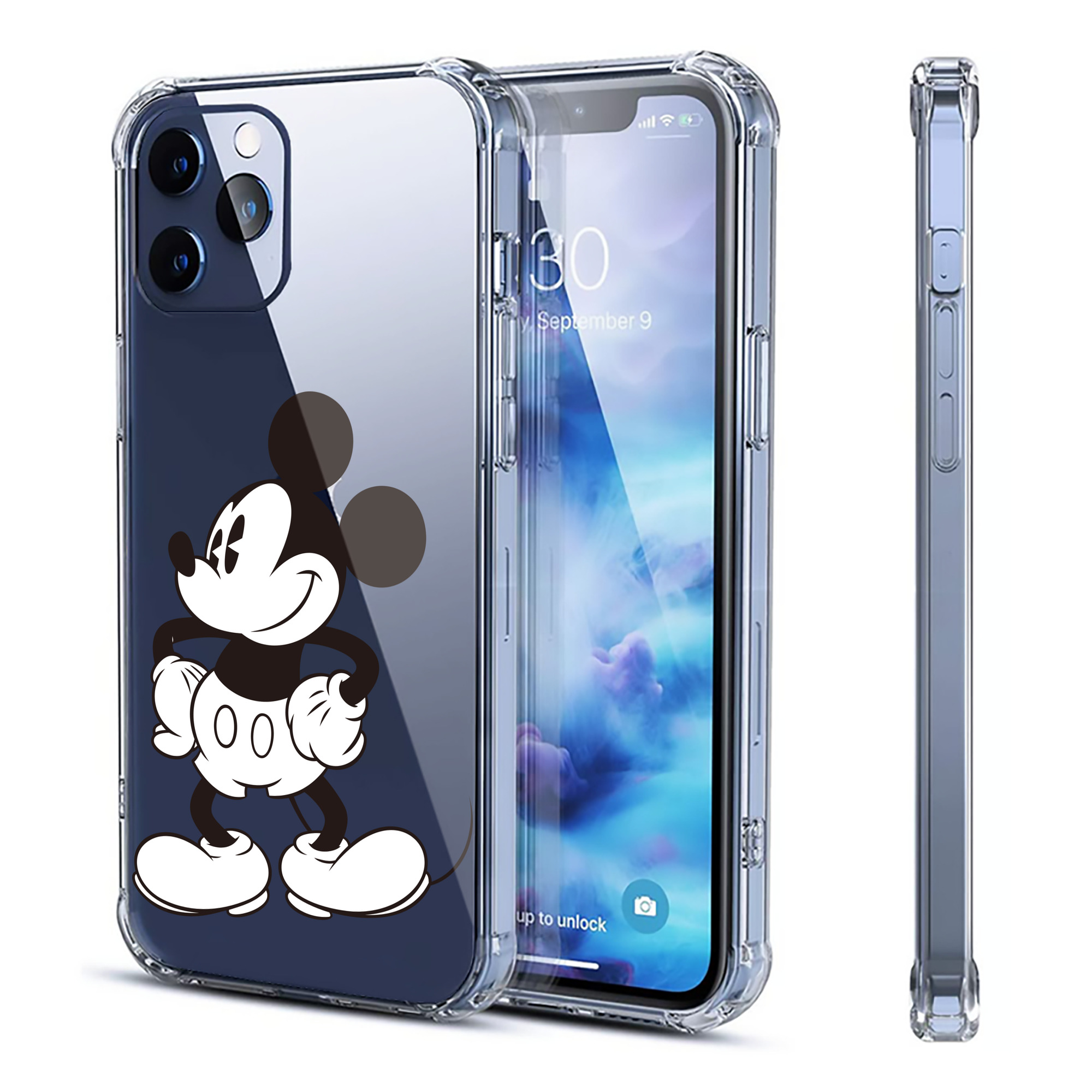 （画像用） ミッキーマウス Mickey Mouse 【iPhone 12シリーズ対応】透明スマホケース（クリアソフトケース）
